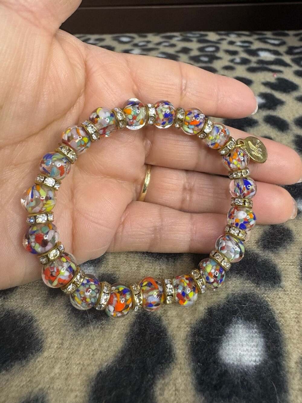 Venice Glass Secrets Multicolor Confetti Murano Glass Bead Stretch Bracelet